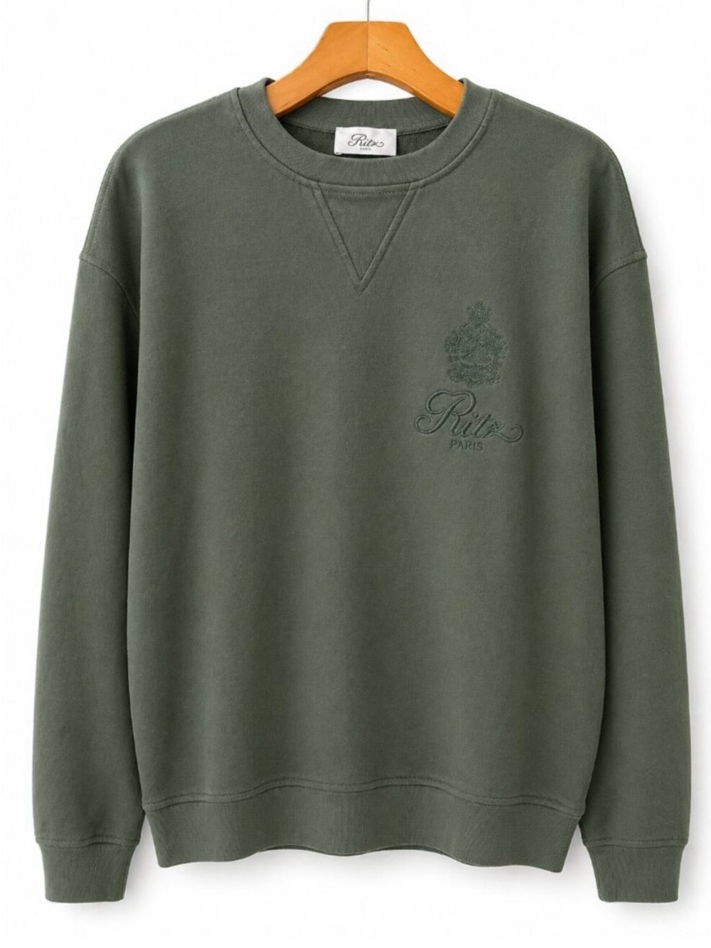 FRAME x Ritz Paris Unisex Crewneck Sweatshirt NWT Hunter Green Medium